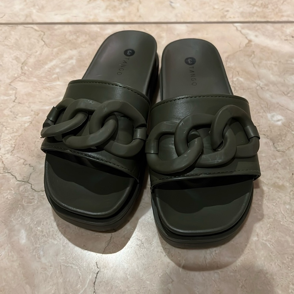 Women’s green slides